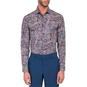 Society of Threads Mens Printed Button Down Dress Shirt, Multicoloured, NWT